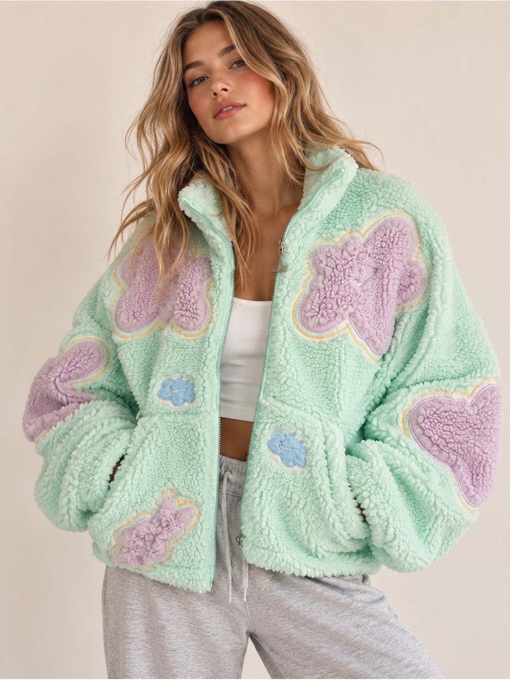 Nike Project Uphoria Sherpa Fleece Jacket Mint Foam Whimsy Fairy Kei